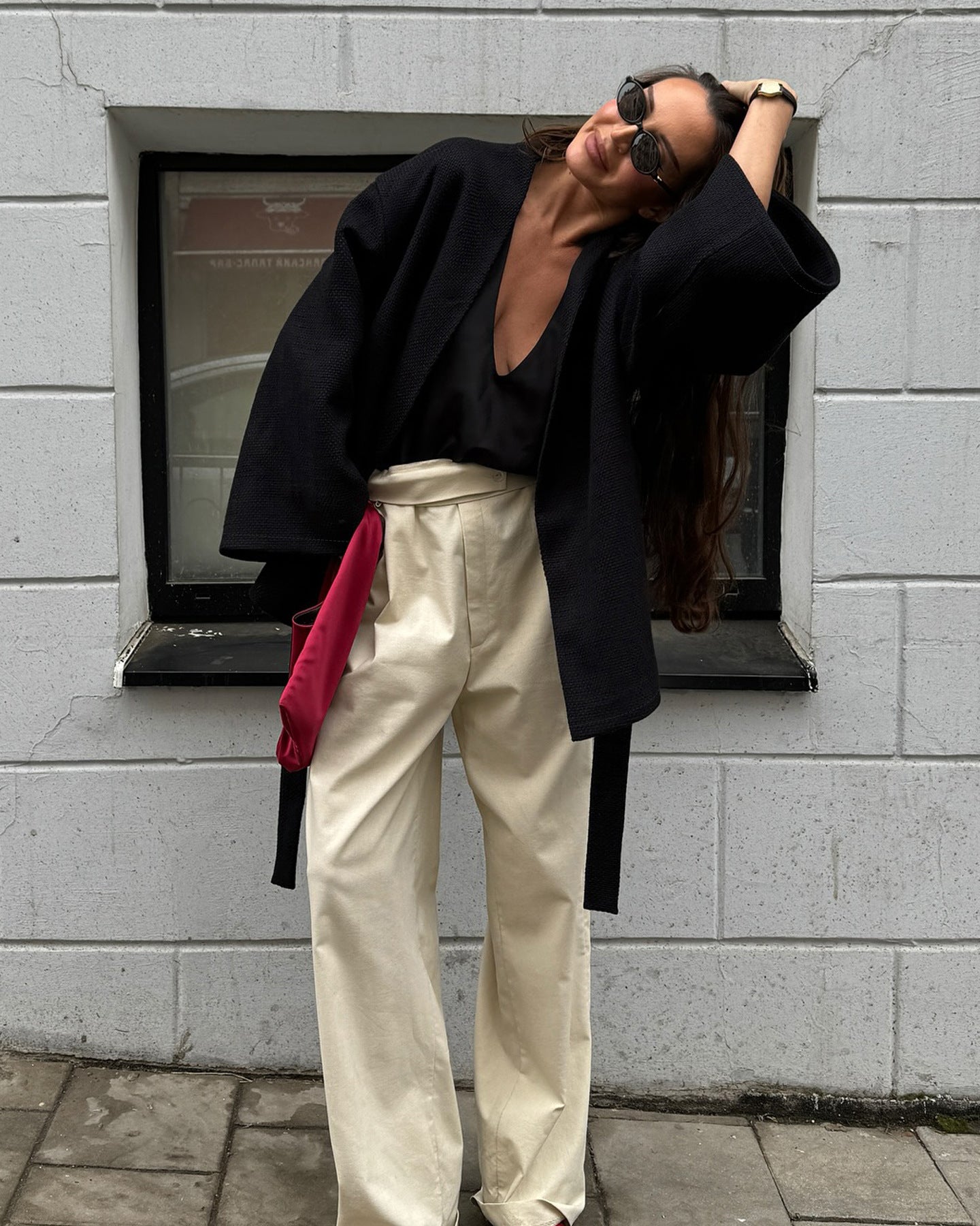 Women's V-neck Lace-up Chanel-style Long-sleeve Jacket